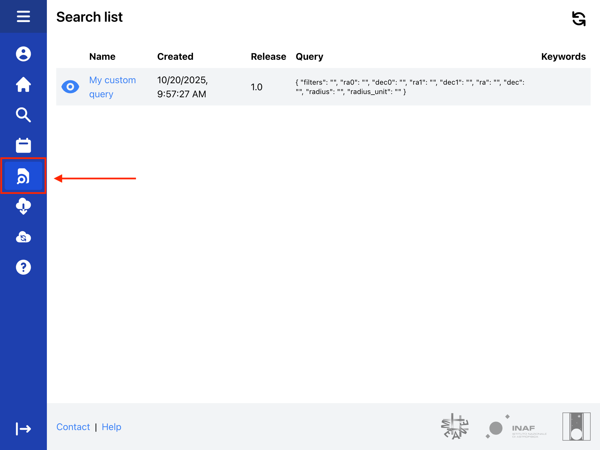 Saved search list